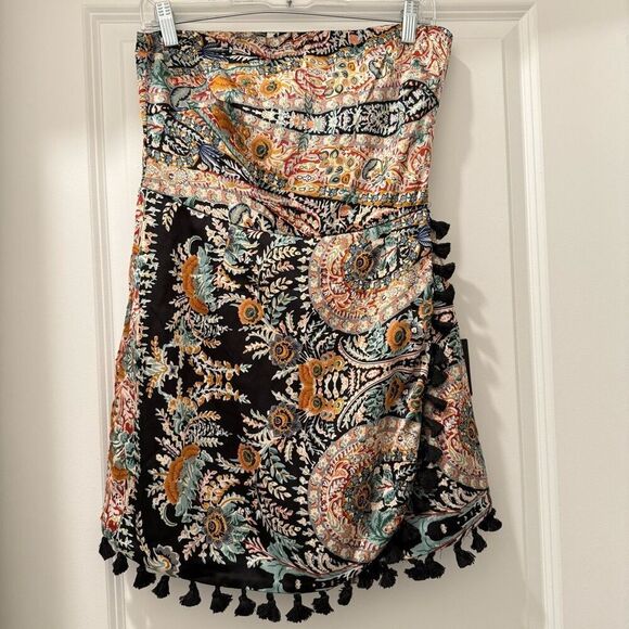 Lulus Bohemian Perfection Black Boho Floral Strapless Size XL - Picture 3 of 8